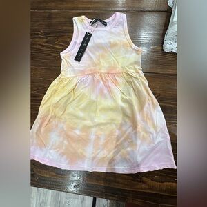 Pink and Yellow Tie-Dye Kids Casual Dress